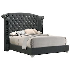 Melody Upholstered Queen Wingback Bed Grey