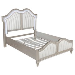Evangeline Wood Queen LED Panel Bed Silver Oak