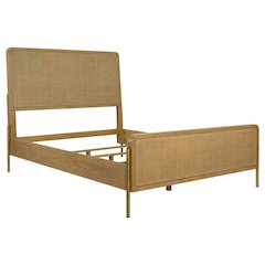 Arini Rattan Queen Panel Bed Sand Wash and Natural Cane