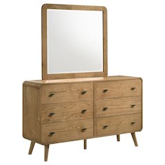 Robyn 6-drawer Bedroom Dresser and Mirror Light Ash