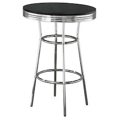 Retro Round 30-inch 1950's Bistro Pub Height Bar Table Black