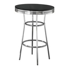 Round Bar Table with Chrome Base, Pub Table for Kitchen and Dining