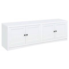 White 4-Door TV Stand with Engineered Wood and Modern Design