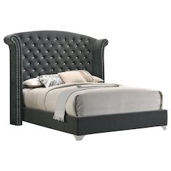 Upholstered Queen Wingback Bed Grey