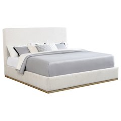 Beige King Size Upholstered Bed Frame, Elegant Upholstered Bed Frame King