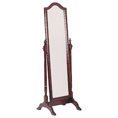 Brown Mirror Full Length Standing Body Mirror with Wooden Cheval Frame