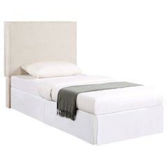 Beige Upholstered Twin Headboard, Modern Bed Headboard for Dorm Rooms