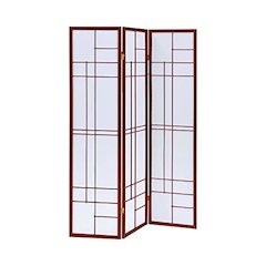 3-Panel Room Divider with Pine Wood Frame, Red Non-Woven Fabric Screen