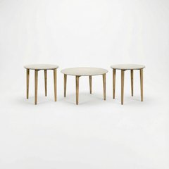 White 3-Piece Round Coffee and End Table Set with Transitional Style