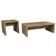 Rectangular Mango Coffee and End Table Set 2-Piece with Plastic Glide