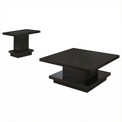 Cappuccino 2-Piece Square Coffee and End Table Set with Plastic Glide