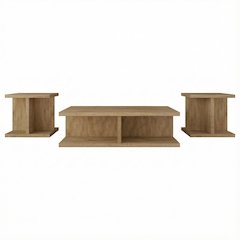 3-Piece Living Room Table Set in Mango with Rectangular Coffee and End Tables