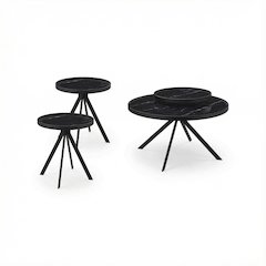 Black 3-Piece Round Coffee and End Table Set with Contemporary Design