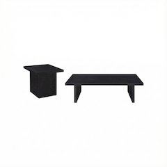 Black 2-Piece Rectangular Table Set with Contemporary Design and Durable Glide