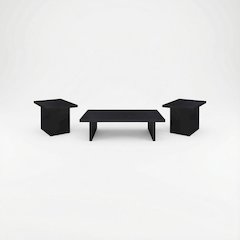 Black 3-Piece Rectangular Coffee and End Table Set with Plastic Glide