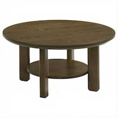 Brown Round Coffee Table with Leveler and Transitional Style, 200 LBS Capacity
