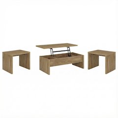 Rustic Brown 3-Piece Lift-Top Coffee Table Set with Rectangular Design