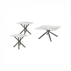 White 3-Piece Square Coffee and End Table Set Contemporary Design