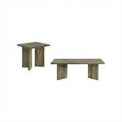 Mango Brown 2-Piece Farmhouse Coffee and End Table Set with Rectangular Design