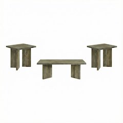 Mango Brown 3-Piece Coffee and End Table Set with Rectangular Farmhouse Design