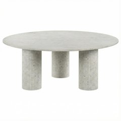 Round White Marble Coffee Table with Contemporary Design and Sturdy Build
