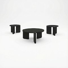 3-Piece Solid Wood Coffee and End Table Set, Round Tops, Contemporary Design