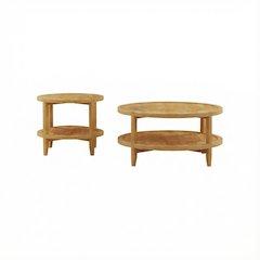 2-Piece Round Coffee and End Table Set with Transitional Style and Durable Build