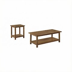 Distressed 2-Piece Living Room Table Set, Rectangular Coffee and End Tables