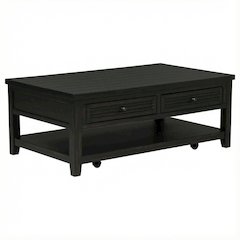 Rectangular Distressed Java Coffee Table with 2 Drawers and Coastal Style