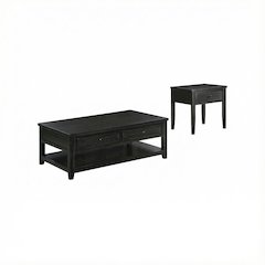 Distressed Java 2-Piece Coffee and End Table Set with Farmhouse Style