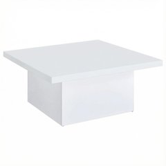 White High Gloss Square Coffee Table Engineered Wood with Plastic Glide