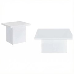 White 2-Piece Square Coffee and End Table Set with High Gloss Finish