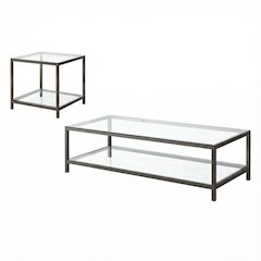 Black Nickel 2-Piece Coffee and End Table Set with Contemporary Design