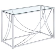 Elegant Console Table, Chrome Accents, Smooth Glass Top, Entryway Accent