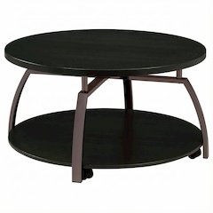 Round Dark Grey Coffee Table with Engineered Wood Top and Contemporary Design