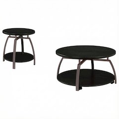Dark Charcoal 2-Piece Round Coffee and End Table Set with Contemporary Style