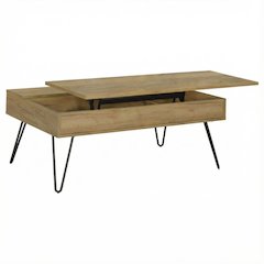 Brown Engineered Wood Lift Top Coffee Table with Rustic Rectangular Design