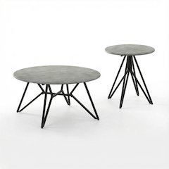 Round Cement Coffee and End Table Set 2-Piece Design with 200 lbs Capacity