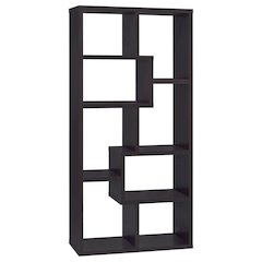 Geometric 6-Shelf Bookshelf 71-Inch, Cappuccino Finish, Display