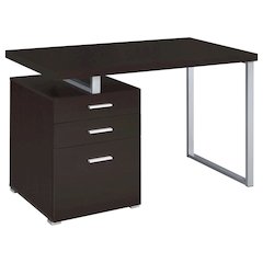Cappuccino Finish Office Desk with Drawers, Small Writing Desk with File Drawer