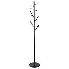 Freestanding Metal Coat Rack, 18 Hooks, Black Steel