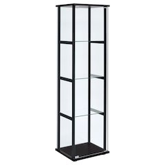 Black Glass Display Cabinet Curio Cabinet with Glass Doors and Shelves