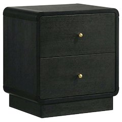 Black Nightstand Bedside Table with Brass Finish and Modern Design