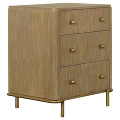 Sand Wash Finish Nightstand with 3 Drawers and Coastal Style