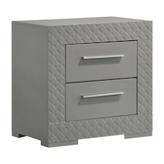 Grey High Gloss Nightstand with Modern Design Bedside Table