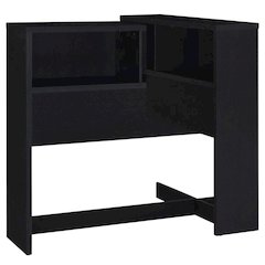Black Full Headboard with Built-In Bookcase and Plastic Glide for Full Bed
