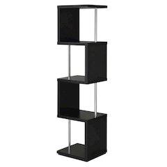 Contemporary Black Bookshelf with 4 Shelves and Tipover Restraint