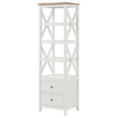 Brown Wood Media Tower With 4 Shelves And Drawers For Stylish Storage