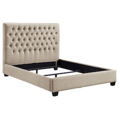Chloe Upholstered Eastern King Panel Bed Oatmeal