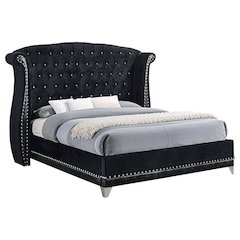 Barzini Upholstered Eastern King Wingback Bed Black